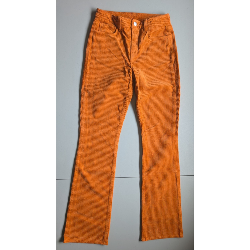 New L'agence Oriana High-Rise Straight Corduroy Pants Size 25 Orange #9HA51
